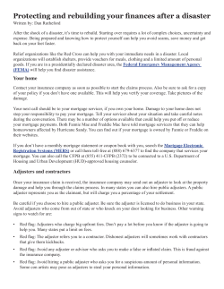 Protecting and rebuilding your finances after a disaster