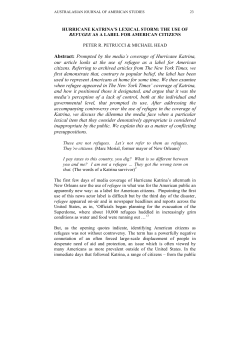 Abstract: Prompted by the media`s coverage of Hurricane Katrina