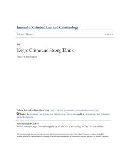 Negro Crime and Strong Drink - Northwestern University School of