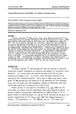 Transfer RNA structure by carbon NMR: Cj of adenine, uracil and