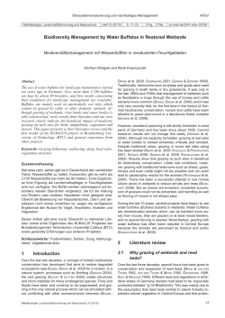Biodiversity Management by Water Buffalos in Restored Wetlands 1