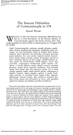 The Saracen Defenders of Constantinople in 378
