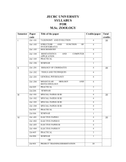 JECRC UNIVERSITY SYLLABUS FOR M.Sc. ZOOLOGY