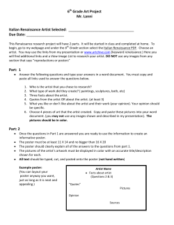 6 Grade Art Project Mr. Lanni Italian Renaissance Artist Selected