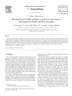 Biodiesel and FAME synthesis assisted by microwaves