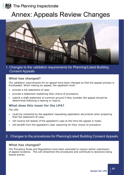 Annex: Appeals Review Changes