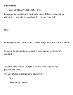 Electrostatics 1) Coulomb`s Law of Electrostatic Force From