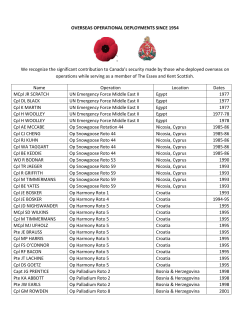 Overseas Deployments since 1954 - Essex And Kent Scottish