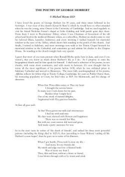 the poetry of george herbert - George Herbert and Bemerton
