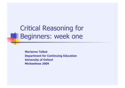 Critical Reasoning for Beginners: week one