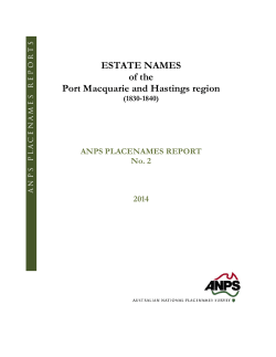 ESTATE NAMES of the Port Macquarie and Hastings region