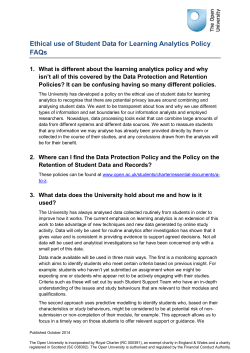 Ethical use of Student Data for Learning Analytics Policy FAQs