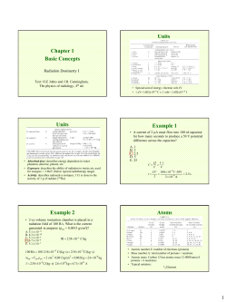 Chapter 1 Basic Concepts Units Units Example 1 Example 2 Atoms