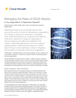 Managing the Risks of DDoS Attacks
