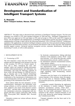 Development and Standardization of Intelligent Transport Systems