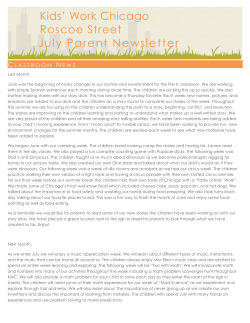 Kids` Work Chicago Roscoe Street July Parent Newsletter