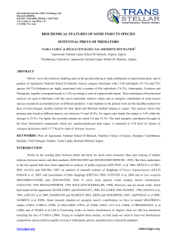 Biochemical Features of Some Insects Species Potential