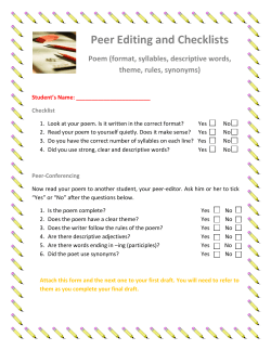 Peer Editing and Checklists Poems