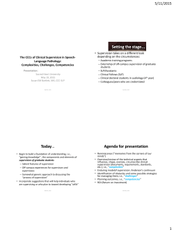 Setting the stage&hellip; Today&hellip; Agenda for presentation