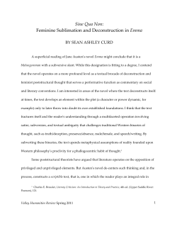 Sine Qua Non: Feminine Sublimation and Deconstruction in Emma