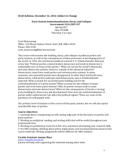 1 Draft Syllabus, December 16, 2016: Subject to Change Party