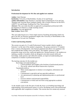 Introduction Professional development for MA fine and applied arts