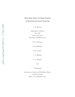 Many Body Theory of Charge Transfer in Hyperthermal Atomic