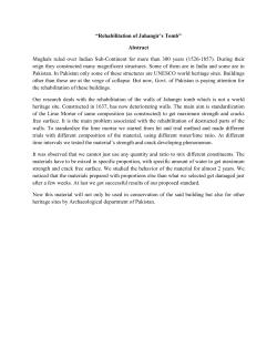 &ldquo;Rehabilitation of Jahangir`s Tomb&rdquo; Abstract Mughals ruled over