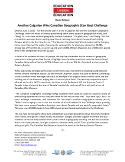 Another Calgarian Wins Canadian Geographic (Can Geo) Challenge
