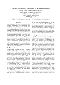 Towards Automated Generation of Scripted Dialogue: Some Time