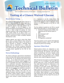 Testing at a Glance: Waived Glucose