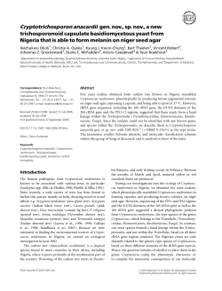 Cryptotrichosporon anacardii gen. nov., sp. nov., a new - CBS-Knaw