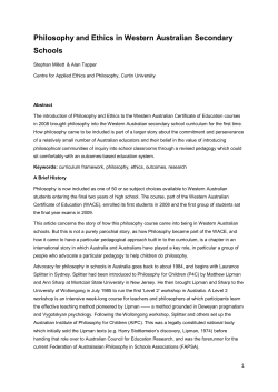 Philosophy and Ethics in Western Australian