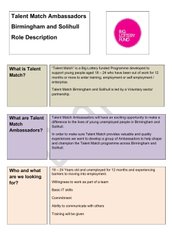 Talent Match Ambassadors Birmingham and Solihull Role Description