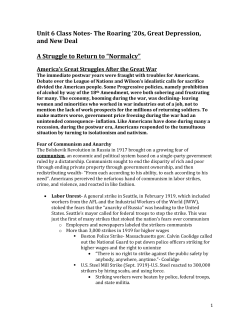 Unit 6 Class Notes- The Roaring `20s, Great Depression, and New