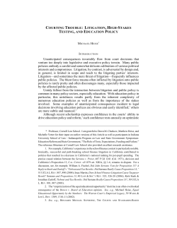 Litigation, High-Stakes Testing, and Education Policy