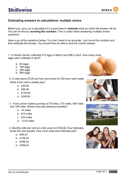 Estimating answers to calculations: multiple choice