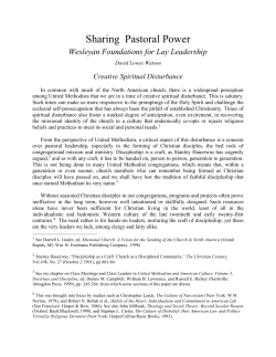 Sharing Pastoral Power: Wesleyan Foundations for Lay Leadership