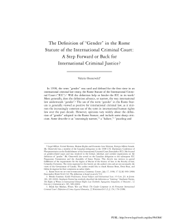 The Definition of “Gender” in the Rome Statute of the International