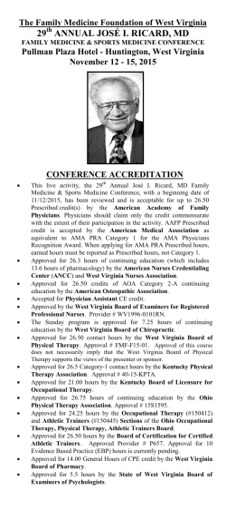 2015 Conference  - Family Medicine Foundation of West Virginia