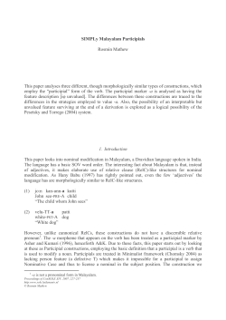 SIMPLy Malayalam Participials Rosmin Mathew This paper