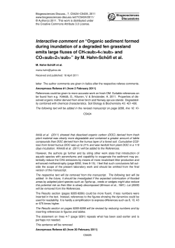 Interactive comment on &ldquo;Organic sediment formed during inundation