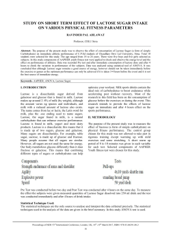 study on short term effect of lactose sugar intake on various physical