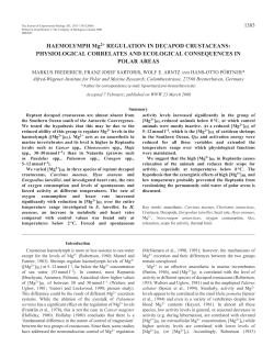 Effects of haemolymph [Mg2+] at low temperatures - ePIC