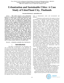 Urbanization and Sustainable Cities: A Case Study of UdonThani