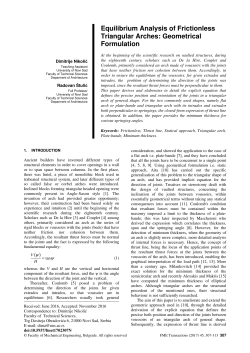 Equilibrium Analysis of Frictionless Triangular Arches: Geometrical