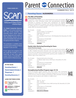 Summer/Fall 2015 Parent Connection Resource Guide