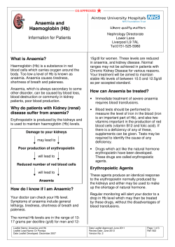 Anaemia And Haemoglobin (Hb)