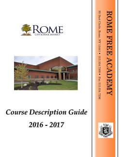 ROME FREE ACADEMY Course Description Guide 2016