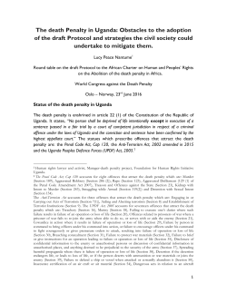 The death Penalty in Uganda: Obstacles to the adoption of the draft